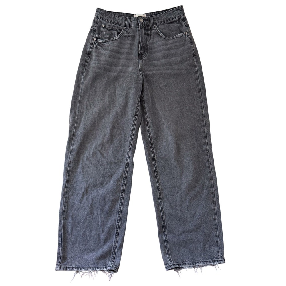 BDG Tapered Baggy Jeans Womens 28 Black High Rise Raw Hem Grunge Distressed